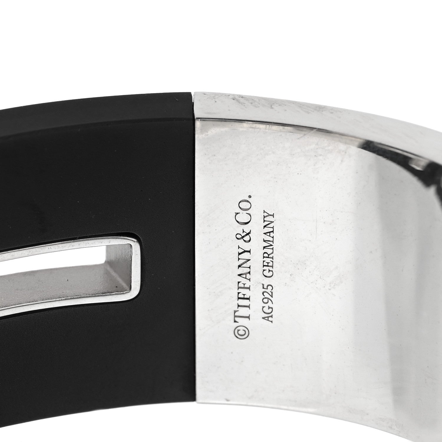 Tiffany Sterling Silver Black Ceramic T Cutout Cuff Bracelet 3 of 3