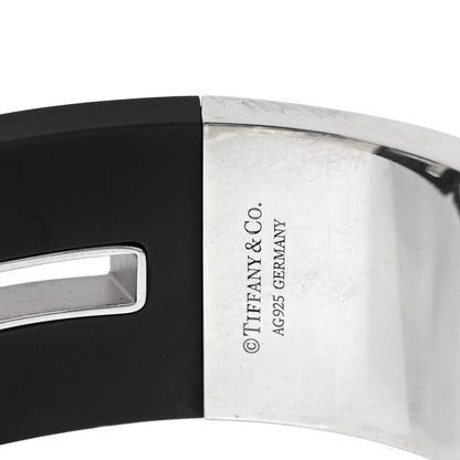 Tiffany Sterling Silver Black Ceramic T Cutout Cuff Bracelet 3 of 3