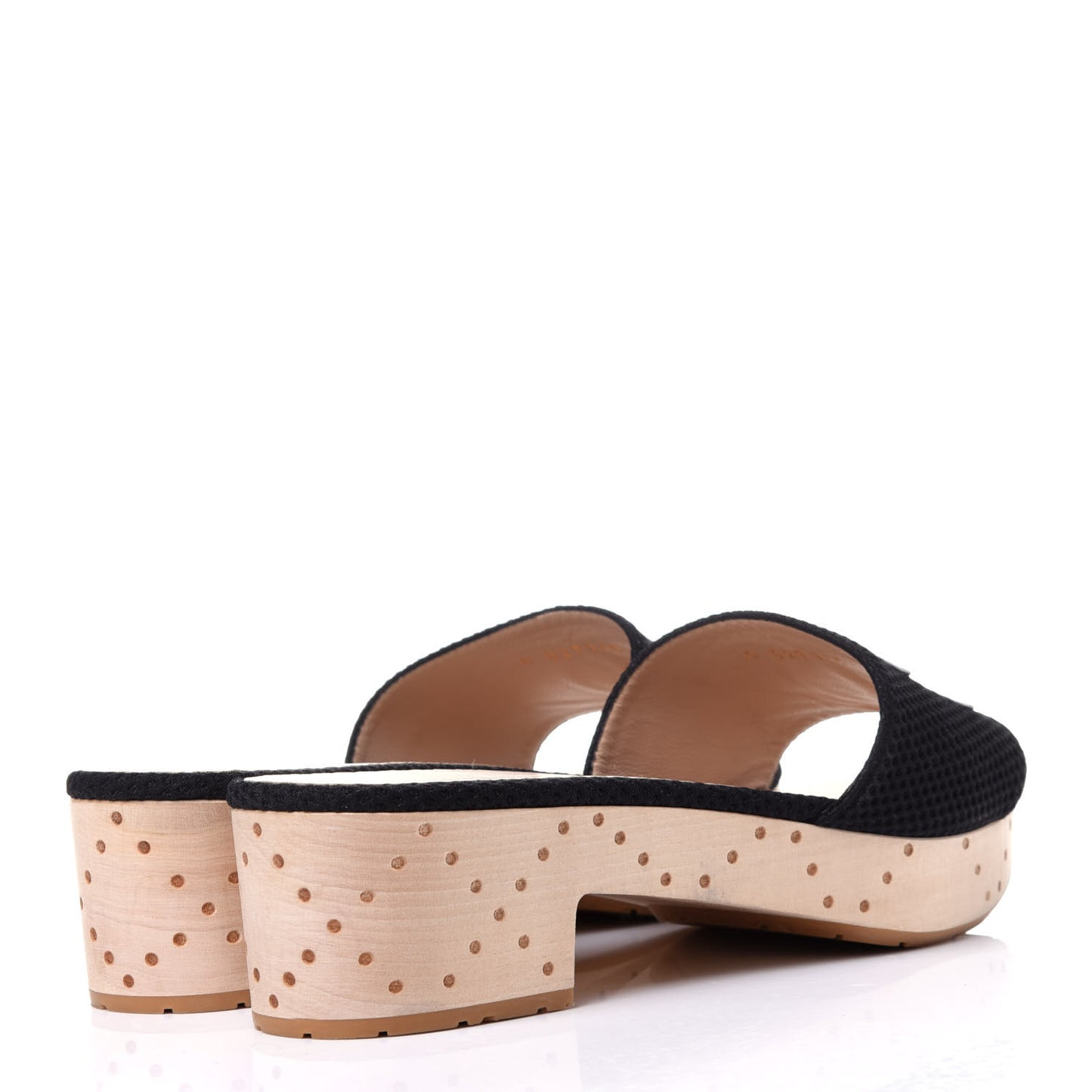 Wood Mesh CC Mules 39.5 Black
