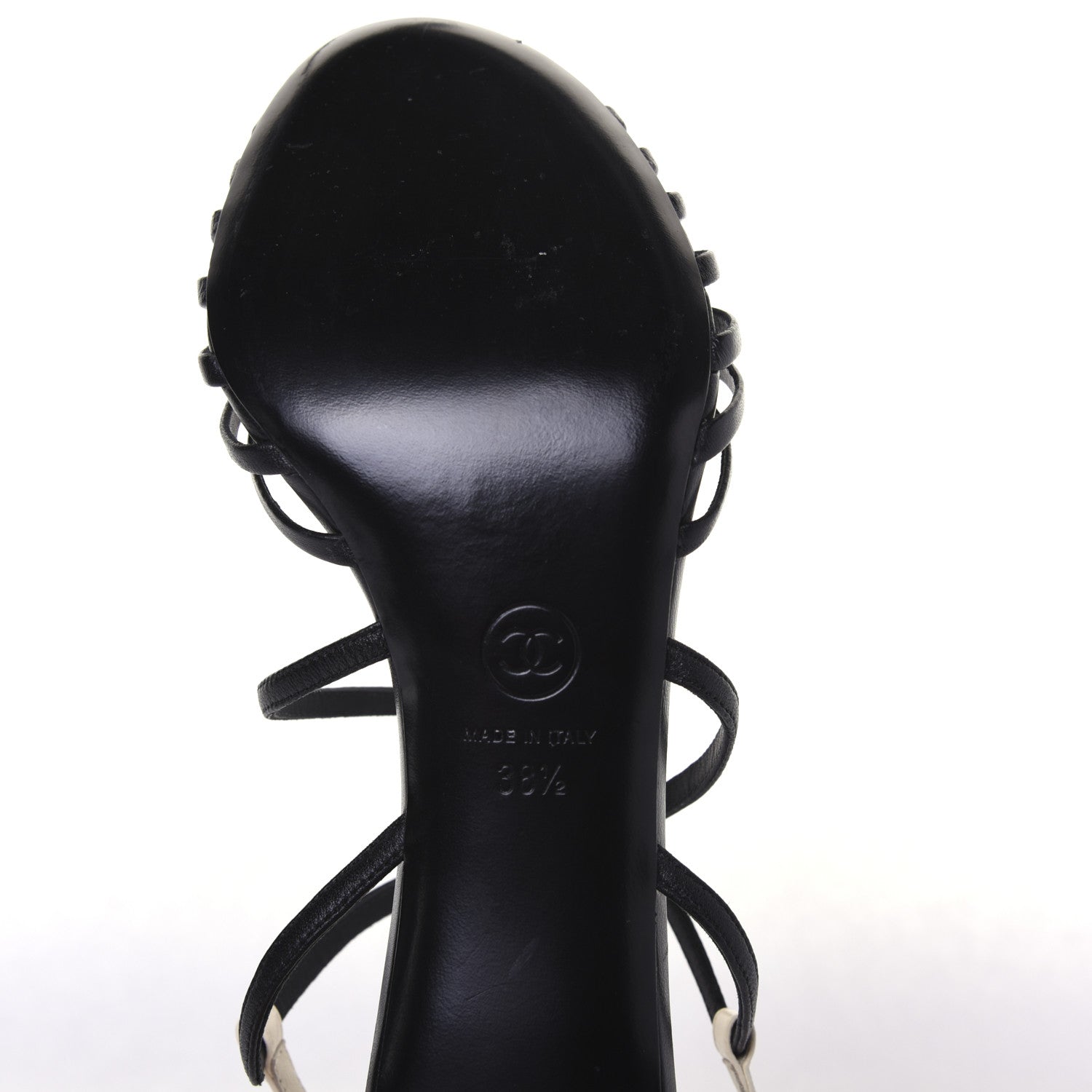 Chanel Calfskin CC Sandals 38.5 Black White 8 of 10