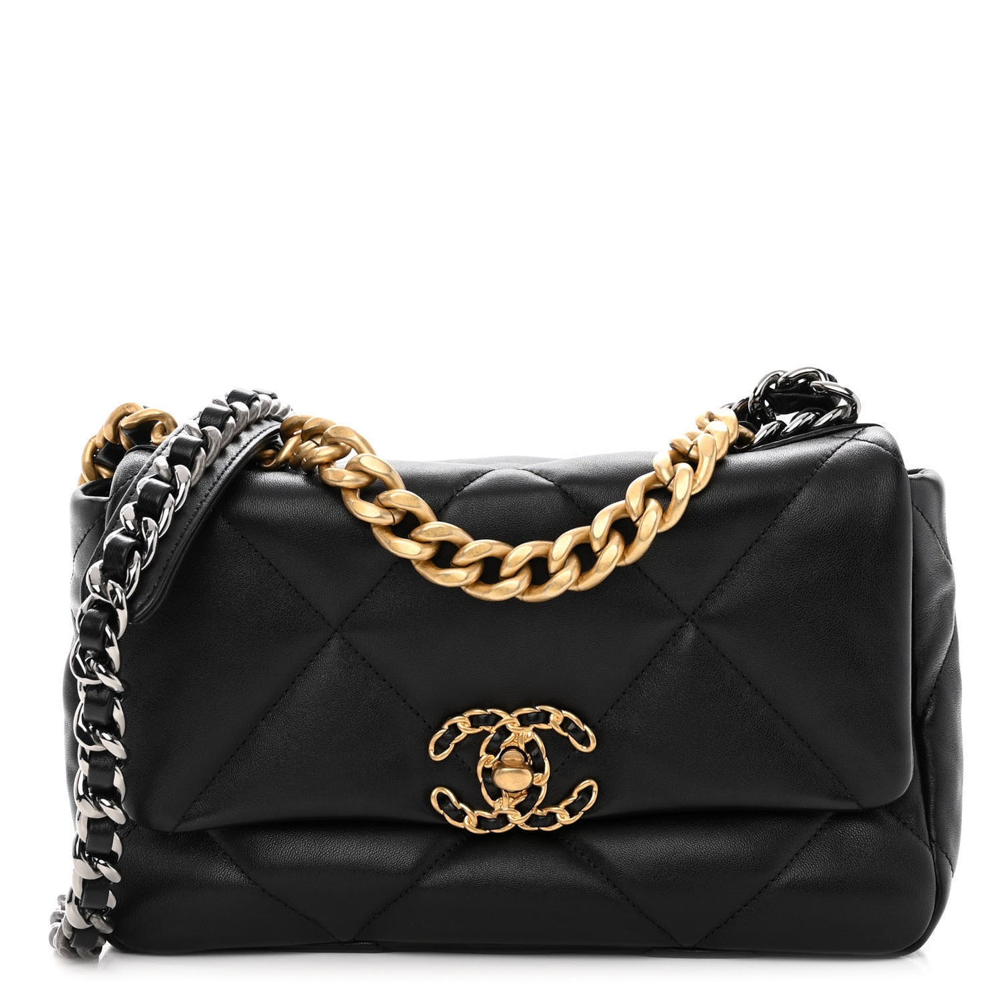 Lambskin Quilted Medium Chanel 19 Flap Black