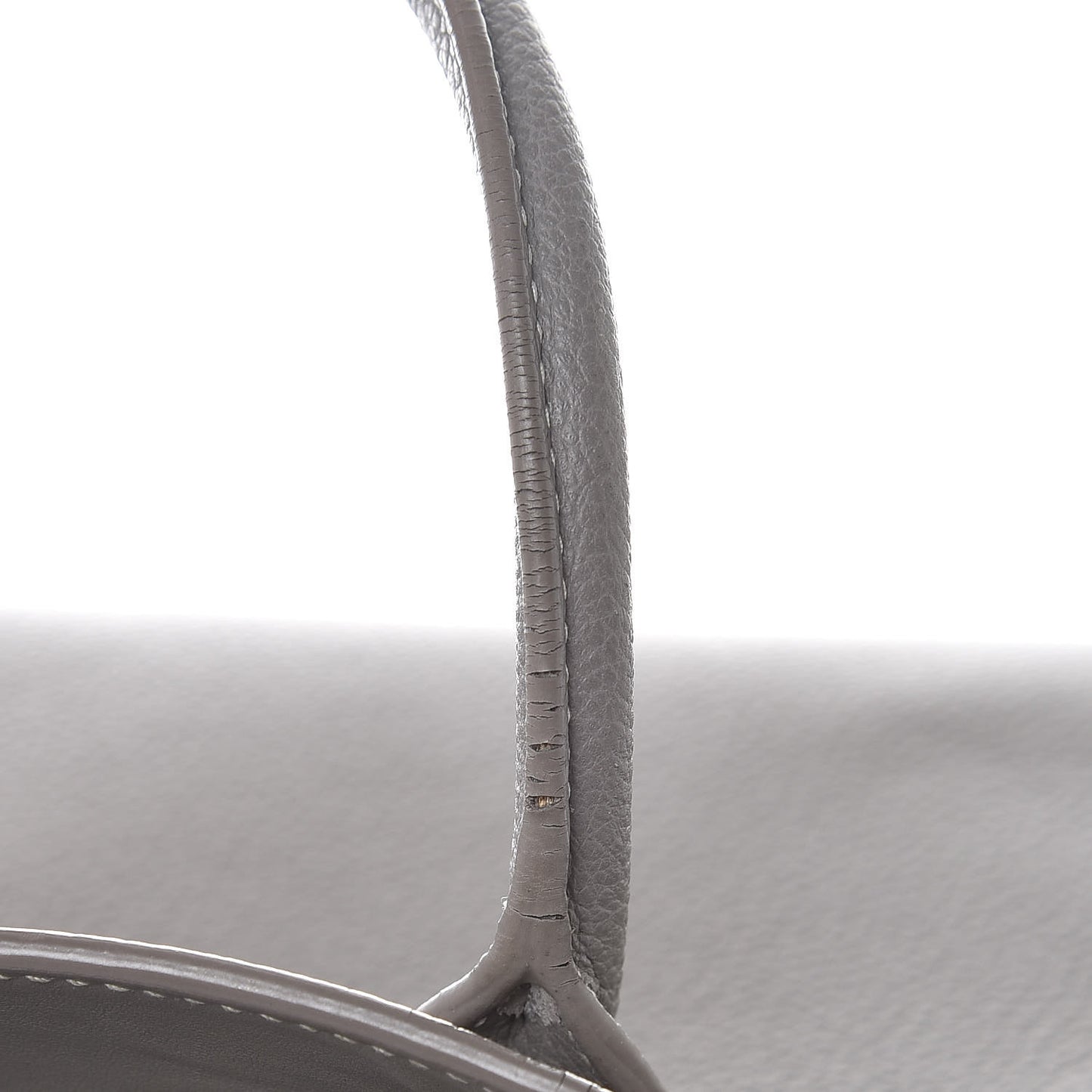 Grained Calfskin Topstich Baby Sac De Jour Grey
