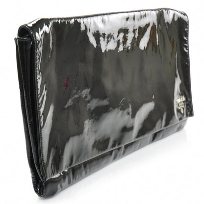Prada Vernice Oversized Folders Clutch Black 4 of 11