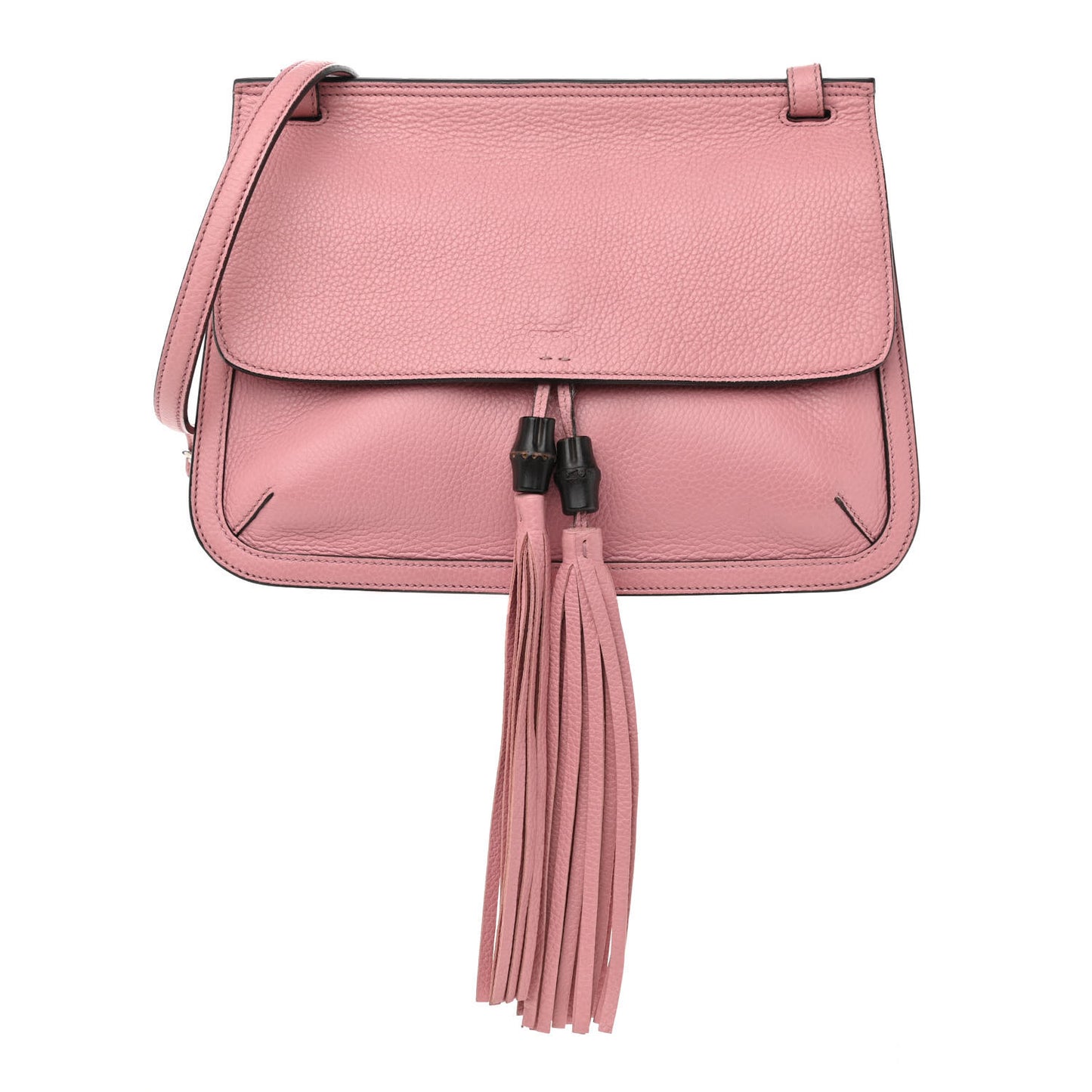 Cellarius Calfskin Medium Bamboo Daily Flap Shoulder Bag Carmine Rose