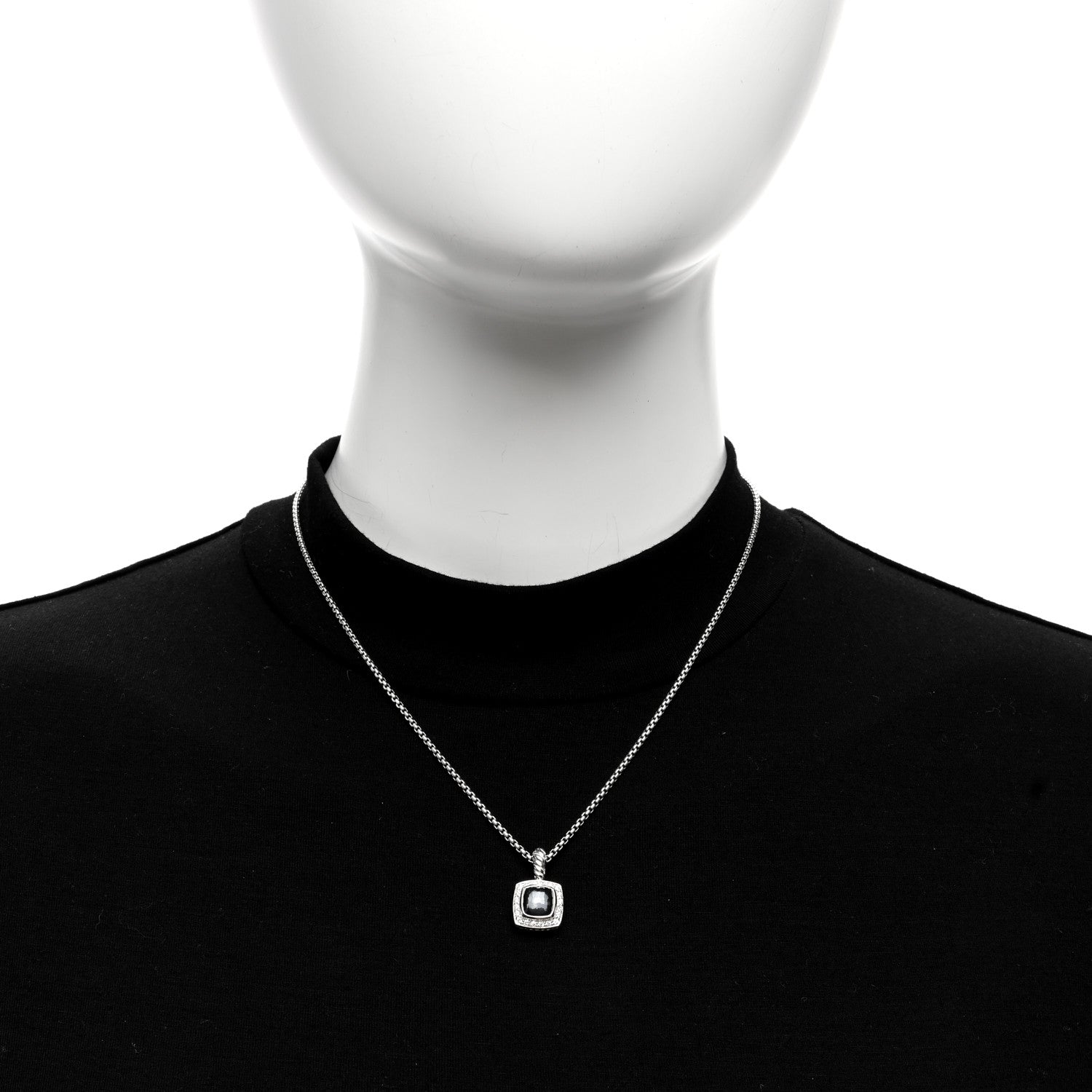 David Yurman Sterling Silver Diamond Black Orchid 7mm Petite Albion Necklace 3 of 5