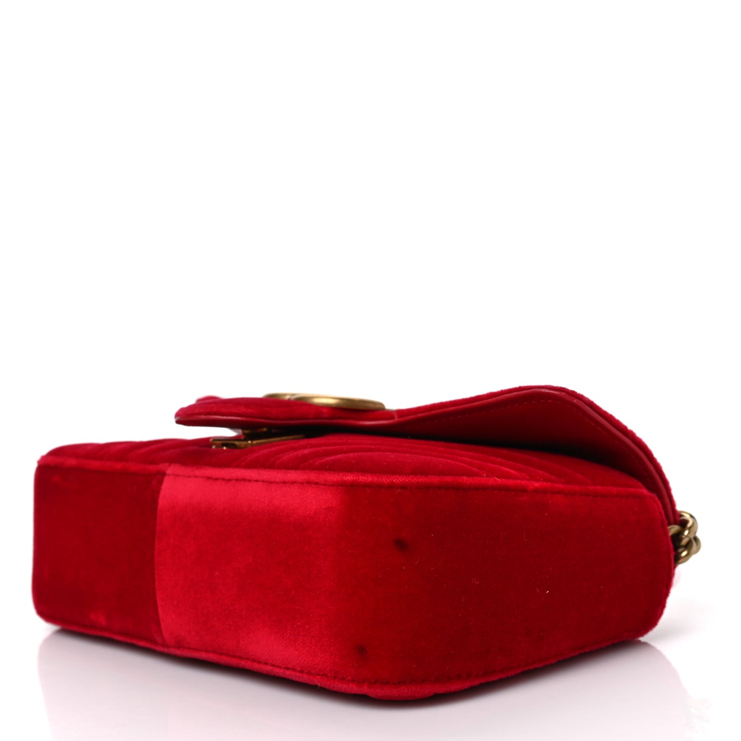 Velvet Matelasse Mini GG Marmont Shoulder Bag Hibiscus Red