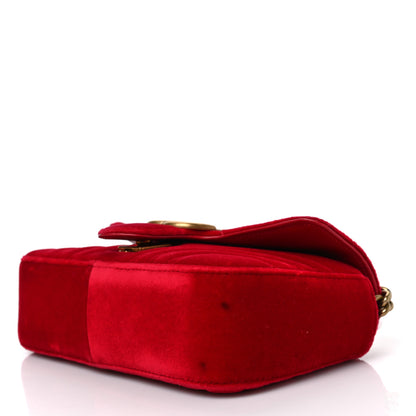Gucci Velvet Matelasse Mini GG Marmont Shoulder Bag Hibiscus Red 9 of 9
