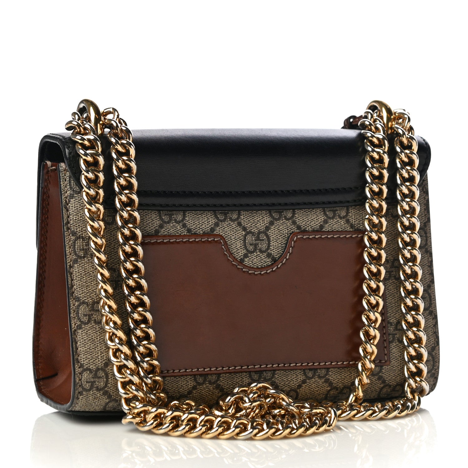 Gucci GG Supreme Monogram Calfskin Small Padlock Shoulder Bag Beige Black Cuir 2 of 16