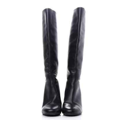 Chanel Calfskin CC Knee High Boots 37.5 Black 2 of 10