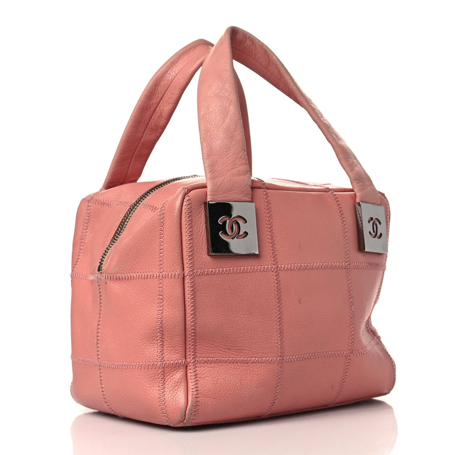 Caviar Square Stitched Bowler Pink
