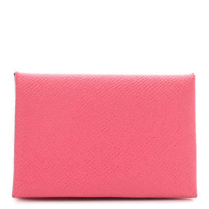 Hermes Epsom Calvi Card Case Rose Azalee 1 of 9