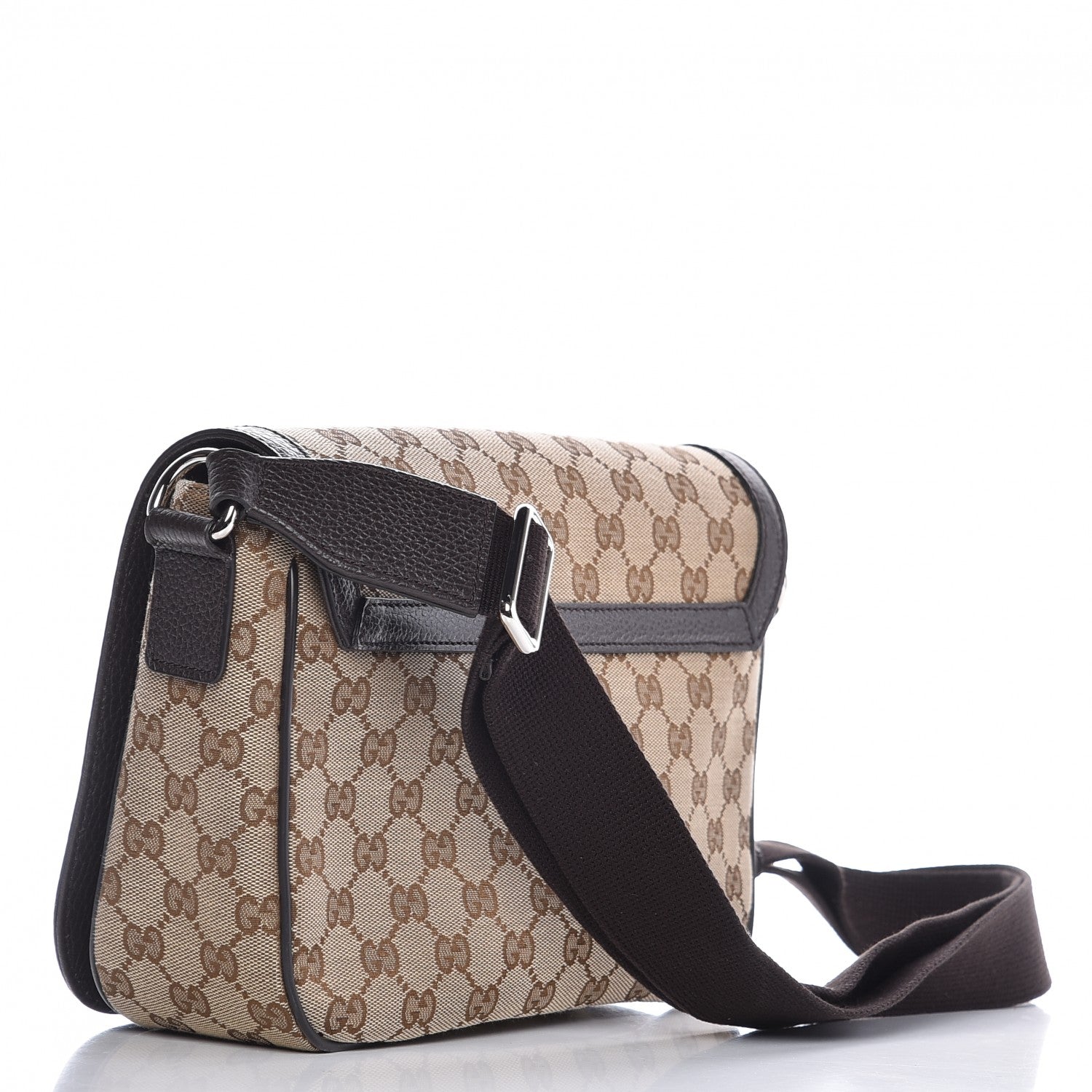 Gucci Monogram Flap Messenger Bag Beige Dark Brown 3 of 11