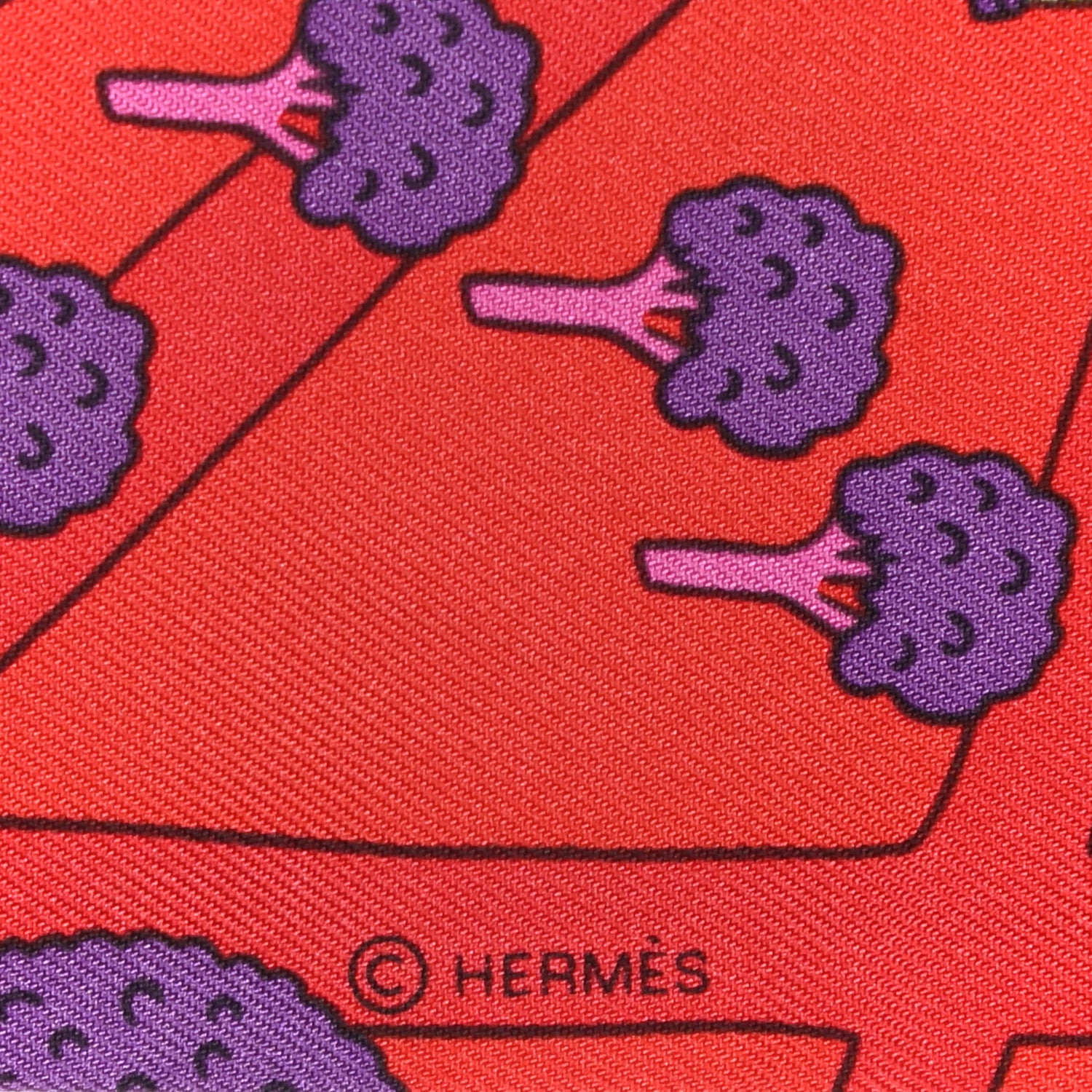 Hermes Silk Les Nouveaux Amoureux de Paris Twilly Rouge Violet Creme 5 of 5