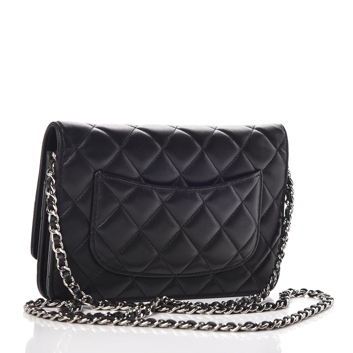 Lambskin Quilted Wallet On Chain WOC Black