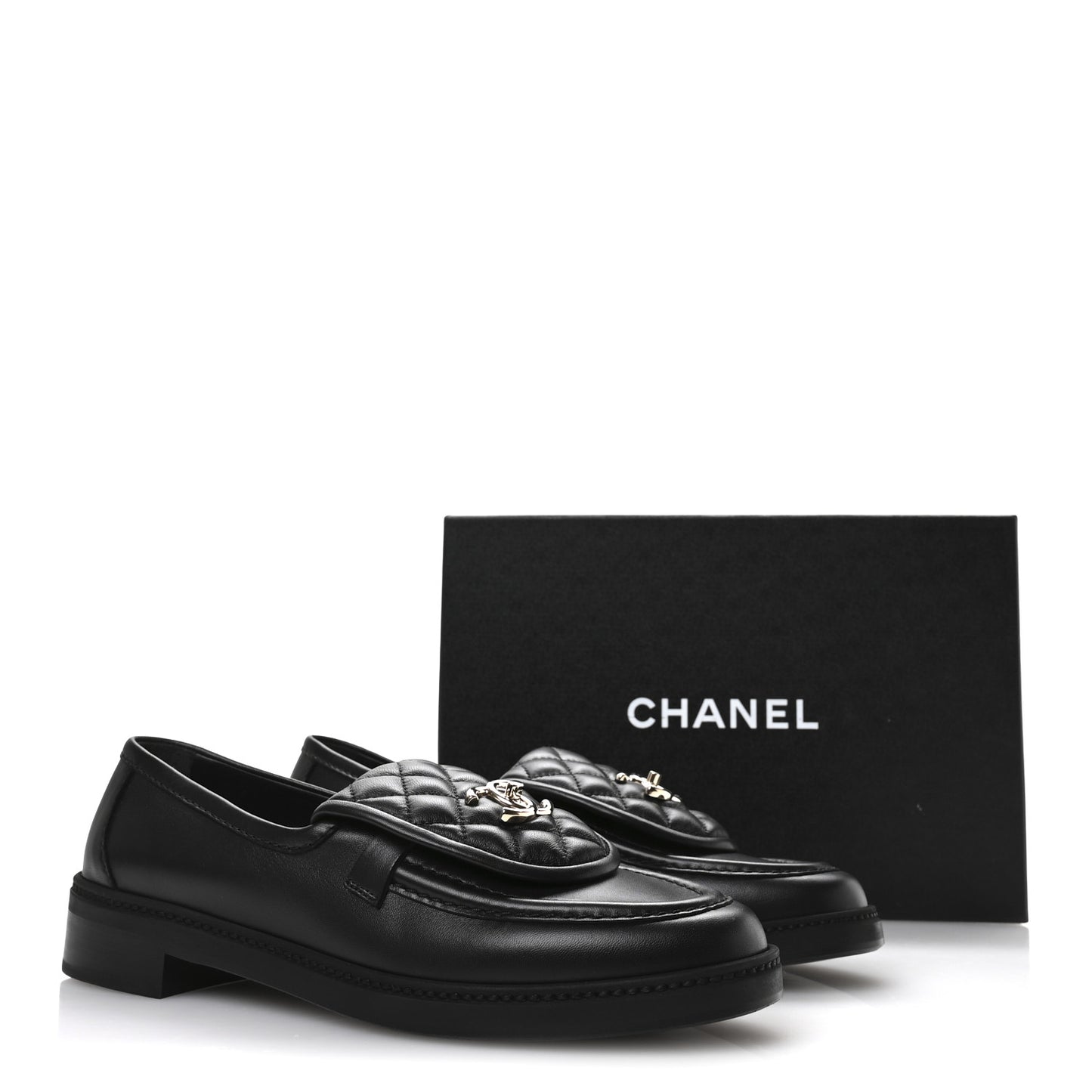 Lambskin Quilted CC Turnlock Loafers 41 Black