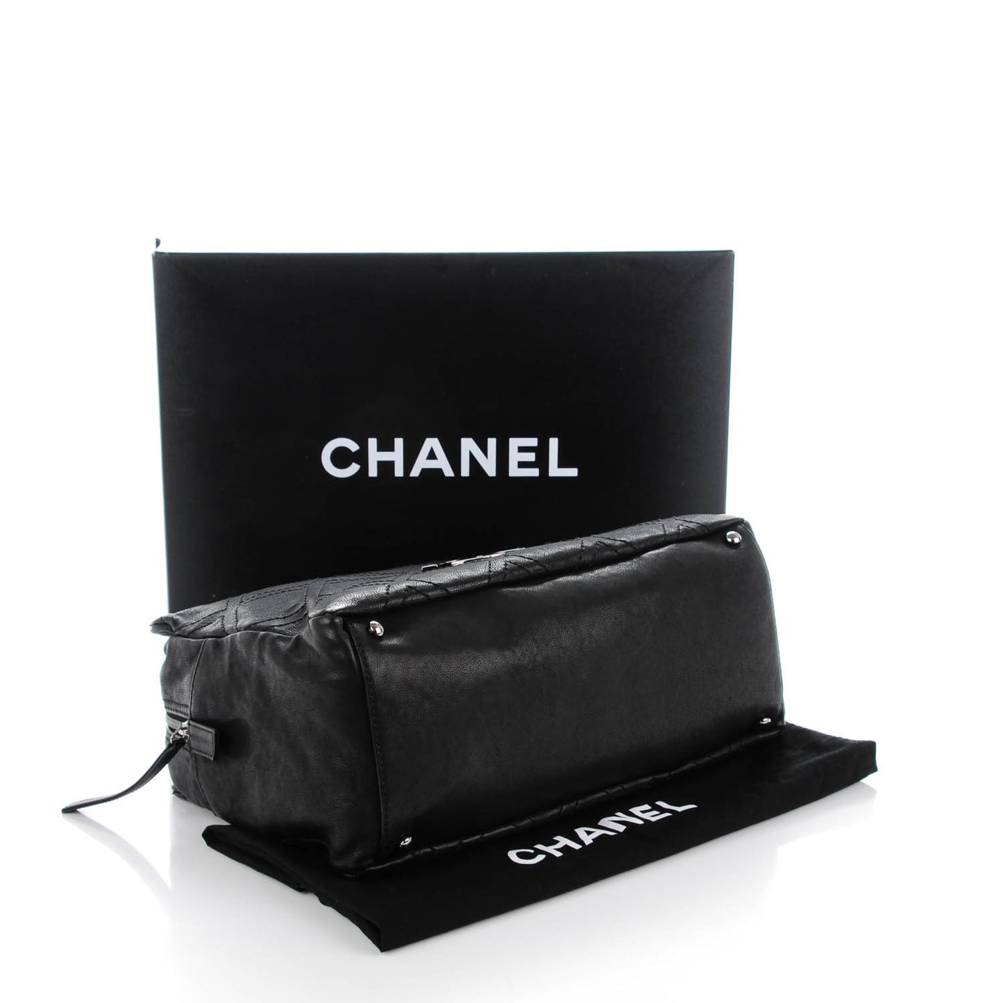 Calfskin Large Diamond Stitch Tote Black