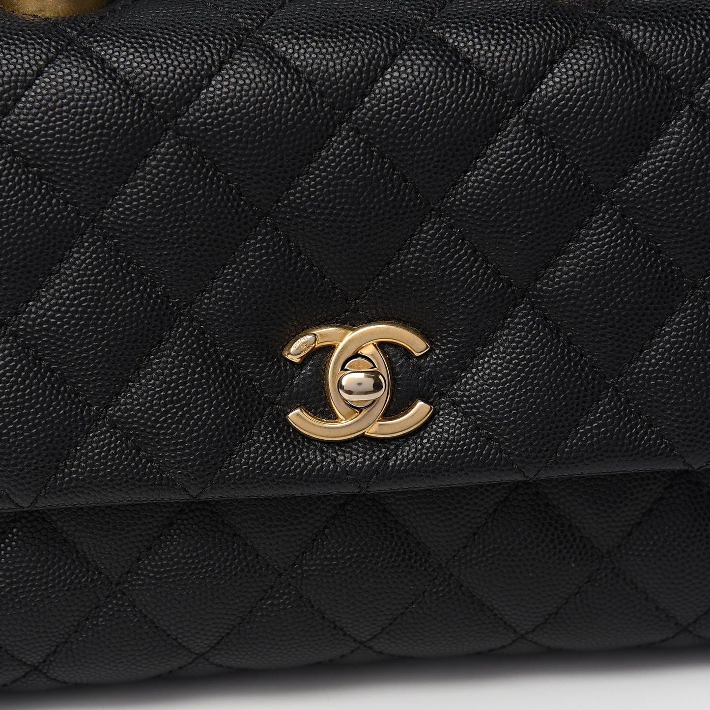 Caviar Quilted Mini Coco Handle Flap Black