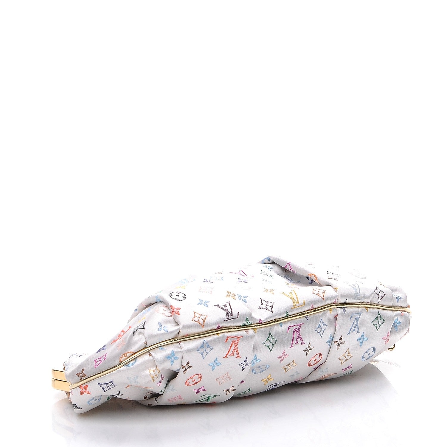 Louis Vuitton Satin Monogram Multicolor Aumoniere Clutch White 5 of 11