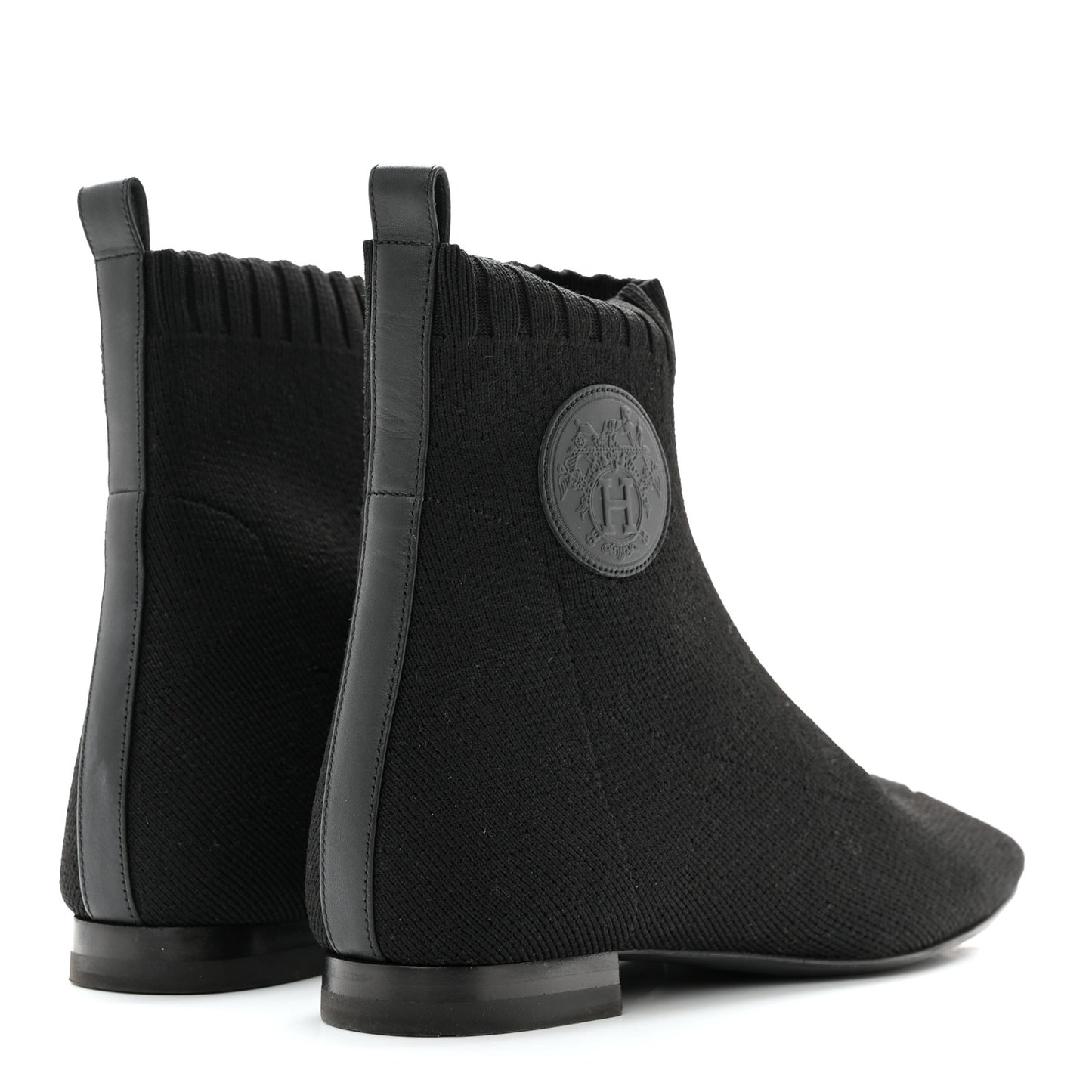Knit Calfskin Duo Ankle Boots 36 Black