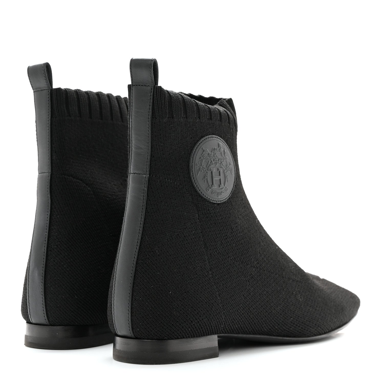 Hermes Knit Calfskin Duo Ankle Boots 36 Black 4 of 11