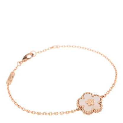 Van Cleef & Arpels 18K Rose Gold Mother Of Pearl Lucky Spring Plum Blossom Bracelet 1 of 4