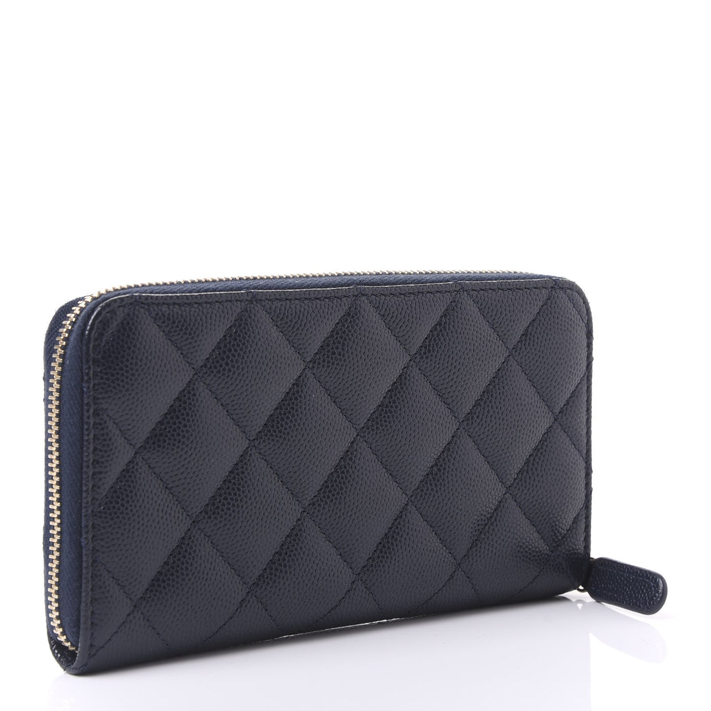 Caviar Quilted Small Zip Around Wallet Navy
