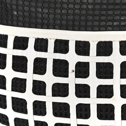 Chanel Calfskin Mesh Chain Bucket Bag Black White 12 of 17