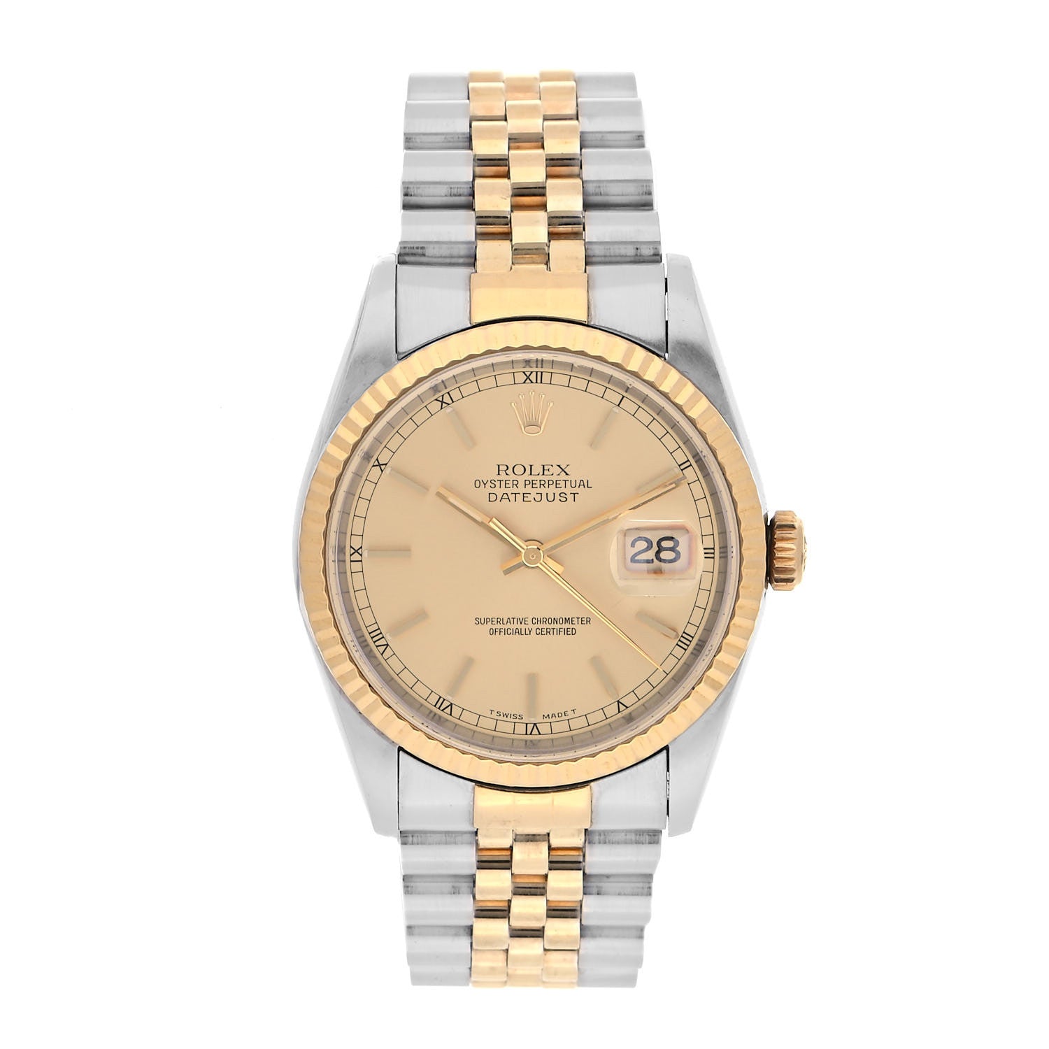 Rolex Stainless Steel 18K Yellow Gold 36mm Oyster Perpetual Datejust Watch Champagne 16233 1 of 4