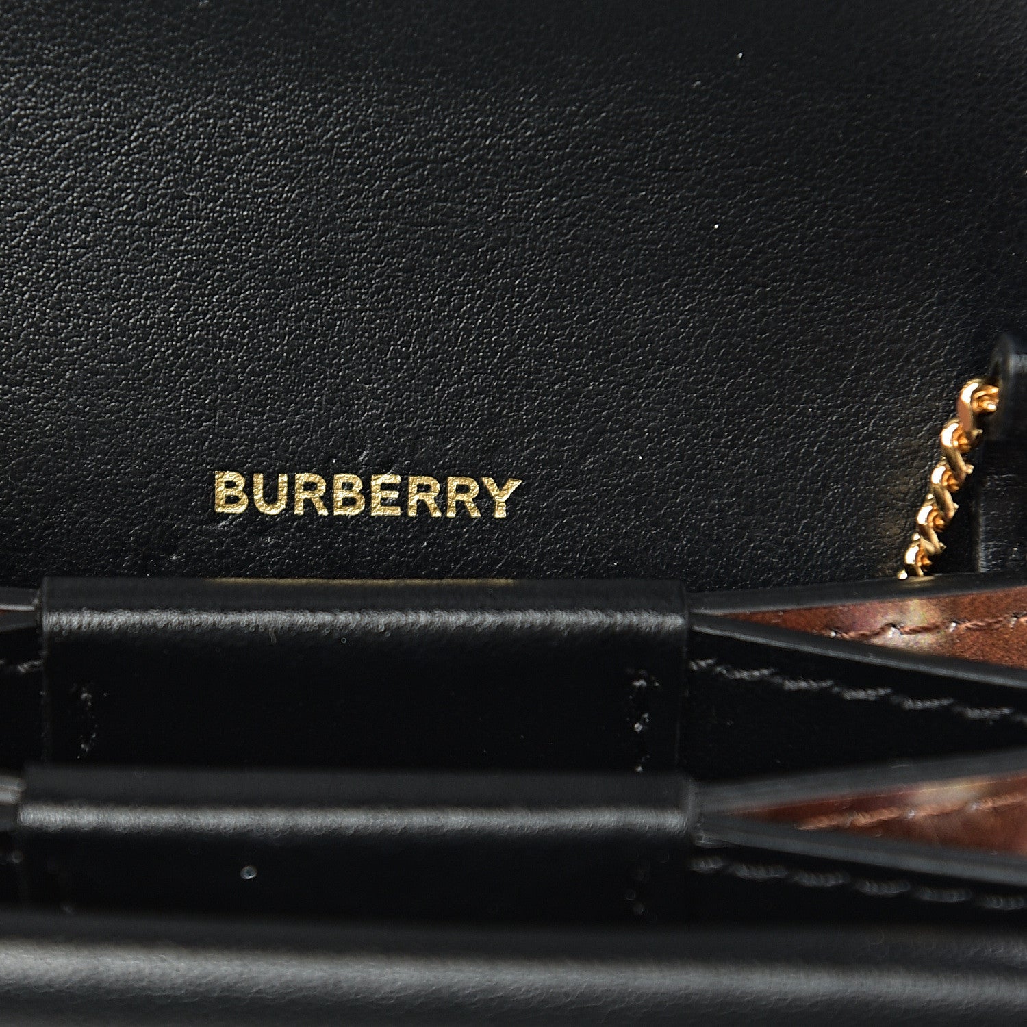 Burberry Calfskin Deer Printed Jessie Chain Card Case Malt Brown 5 of 10