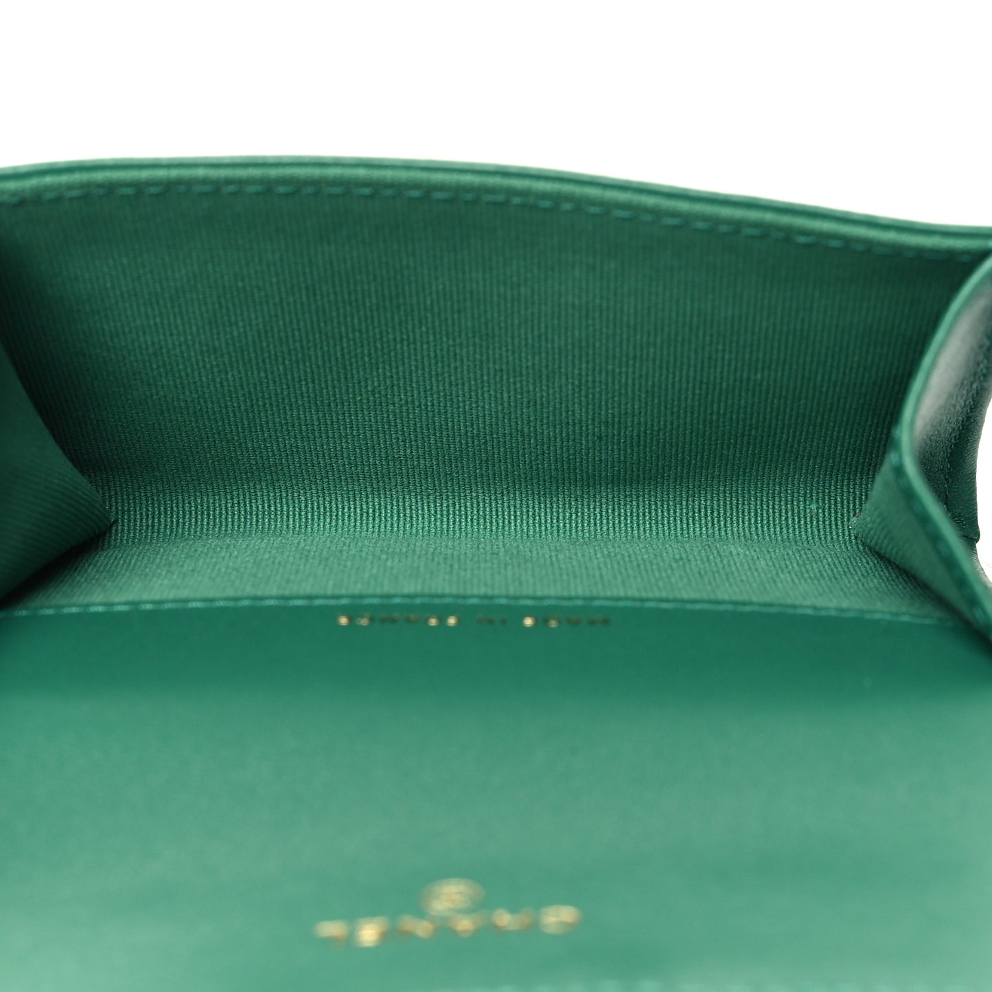 Lambskin Quilted Flap Card Holder Wallet Green