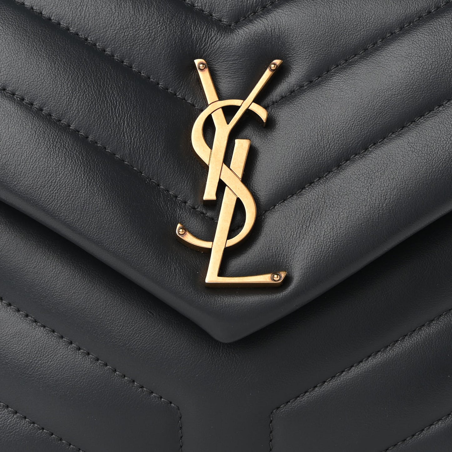 Calfskin Y Quilted Monogram Small Loulou Chain Satchel Dark Smog