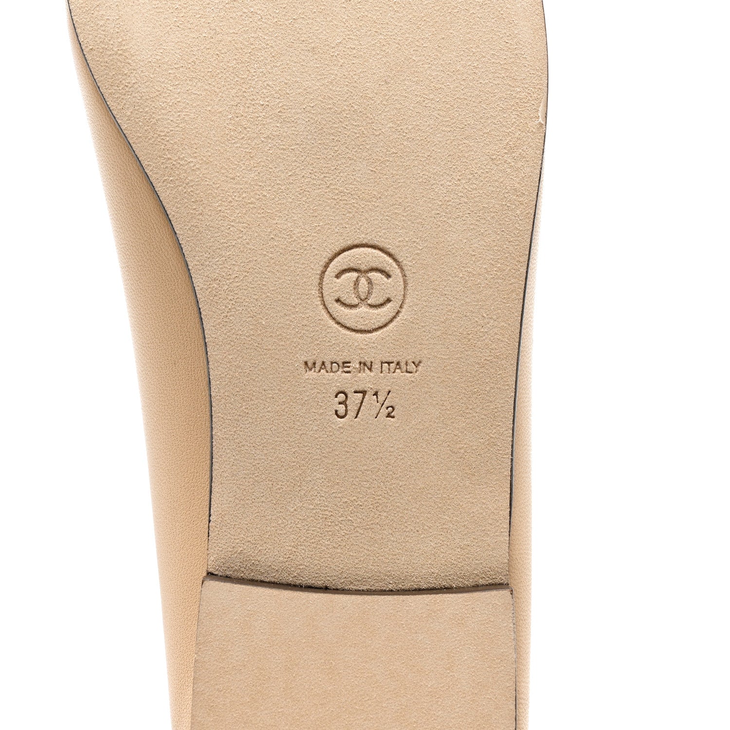 Chanel Lambskin Cap Toe CC Ballerina Flats 37.5 Beige Black 6 of 12