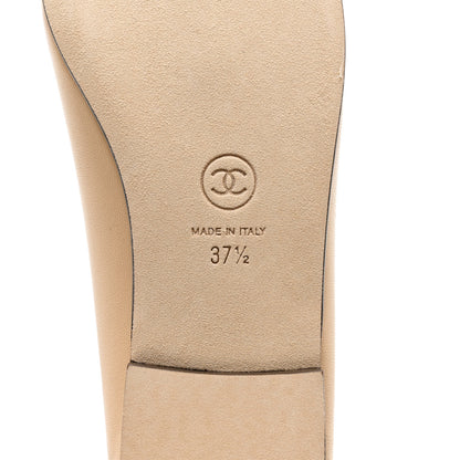 Chanel Lambskin Cap Toe CC Ballerina Flats 37.5 Beige Black 6 of 12