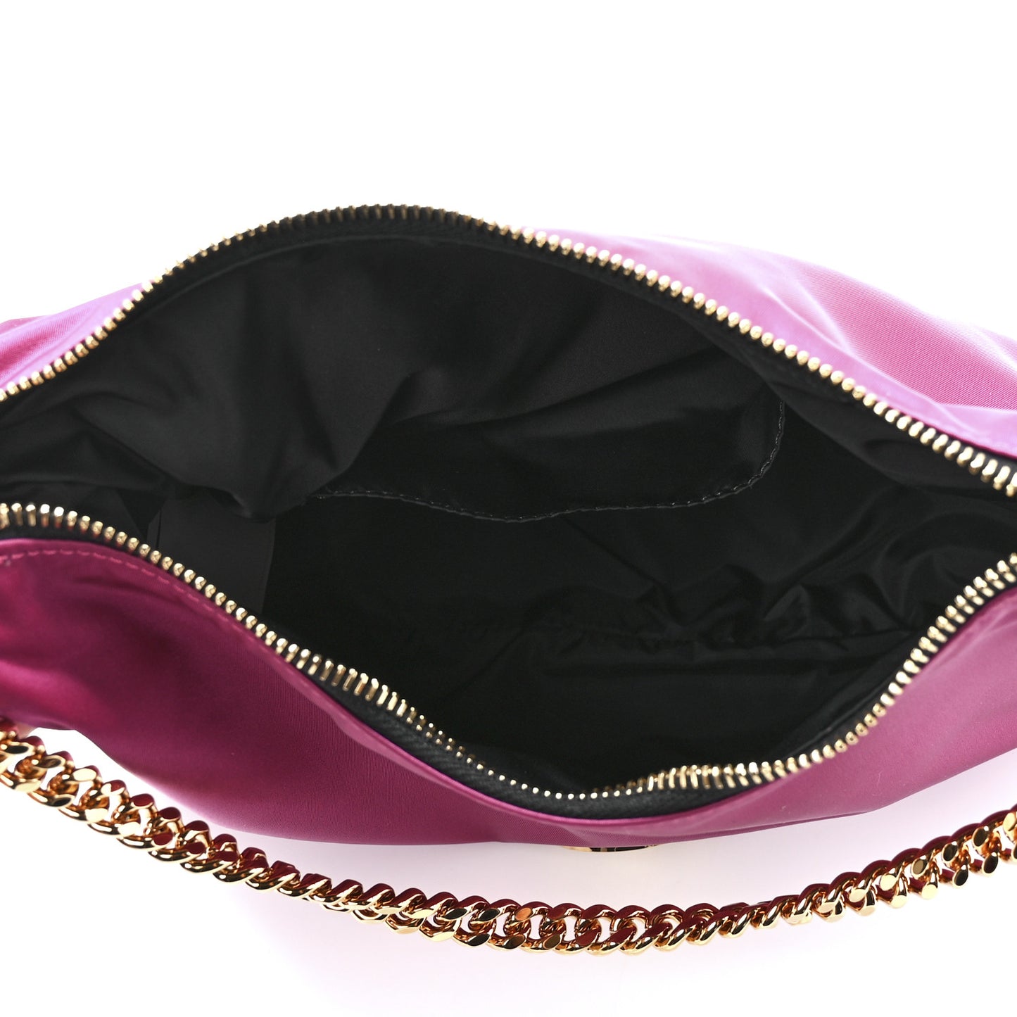Nylon Tribute Chain Crossbody Shoulder Bag Dark Pink Black