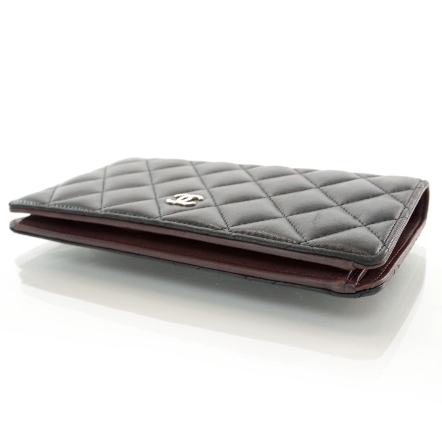 Lambskin Quilted Yen Wallet Black