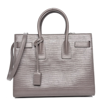 Saint Laurent Lizard Calfskin Embossed Small Sac De Jour Fog 1 of 8