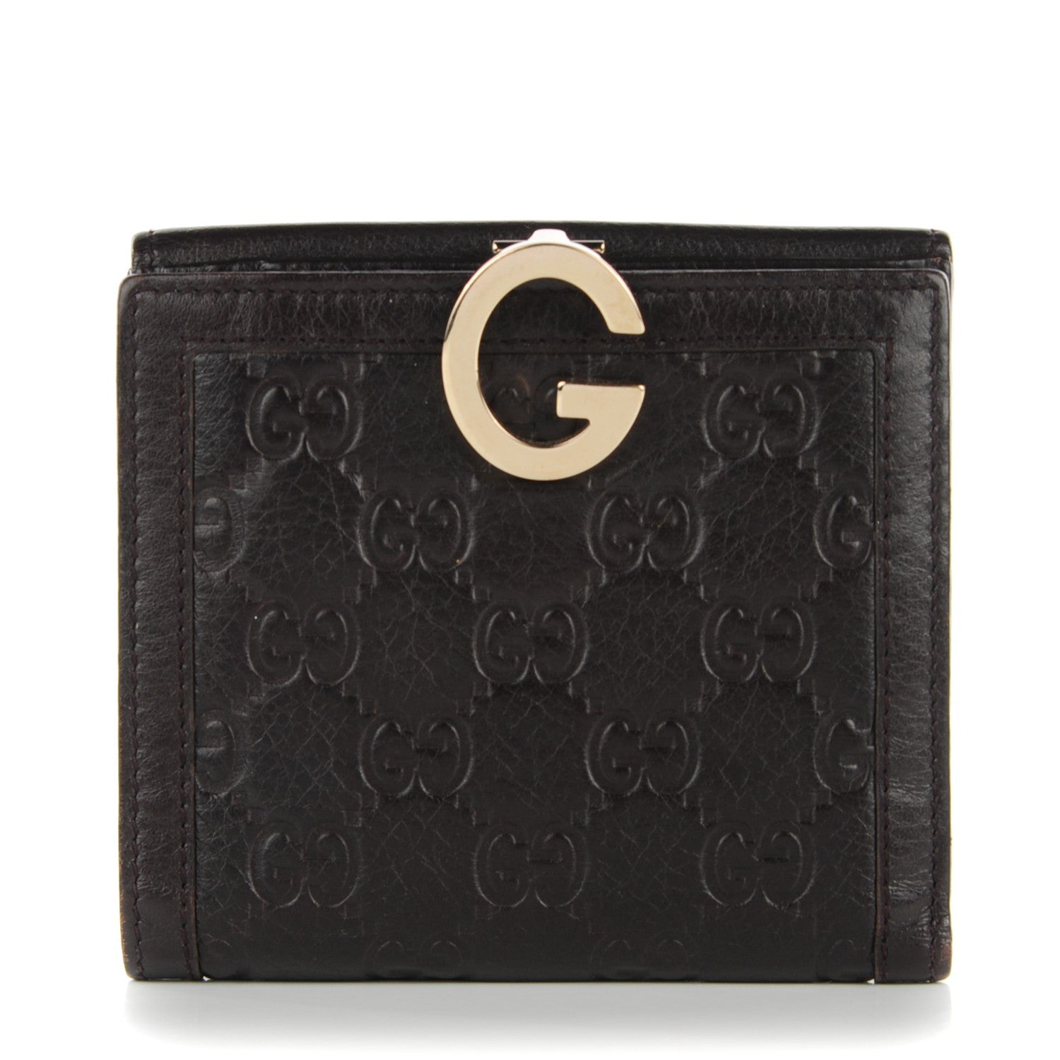 Gucci Guccissima Charlotte French Wallet Dark Brown 1 of 7