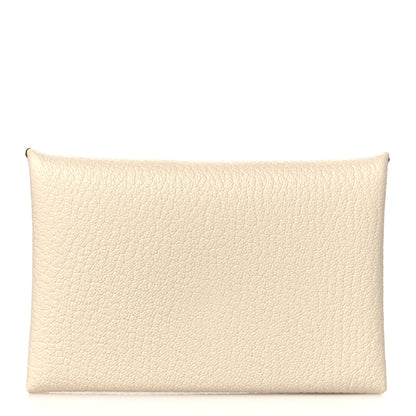 Hermes Chevre Mysore Verso Calvi Card Case Nata Biscuit 1 of 8