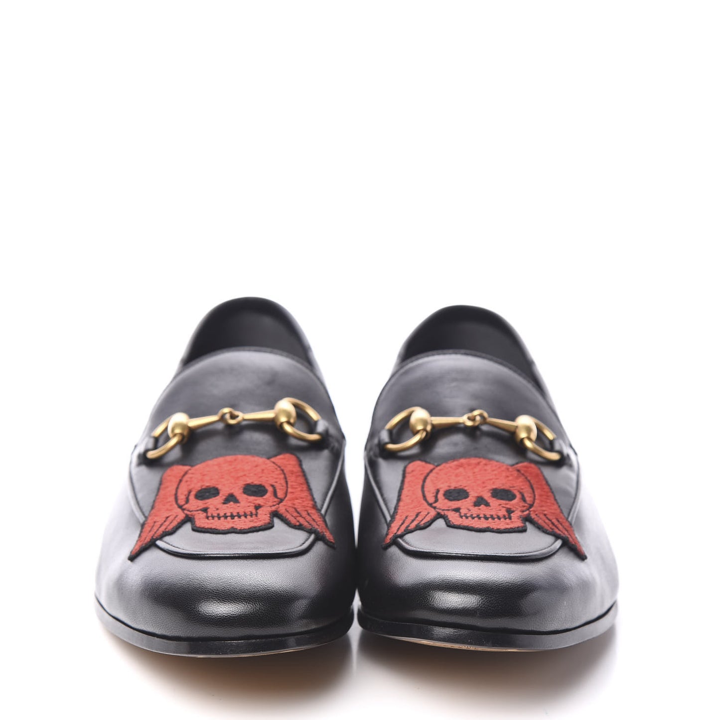 Lambskin Skull Embroidered Mens Brixton Horsebit Loafers 9 Black