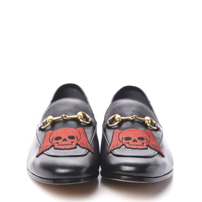 Gucci Lambskin Skull Embroidered Mens Brixton Horsebit Loafers 9 Black 2 of 9