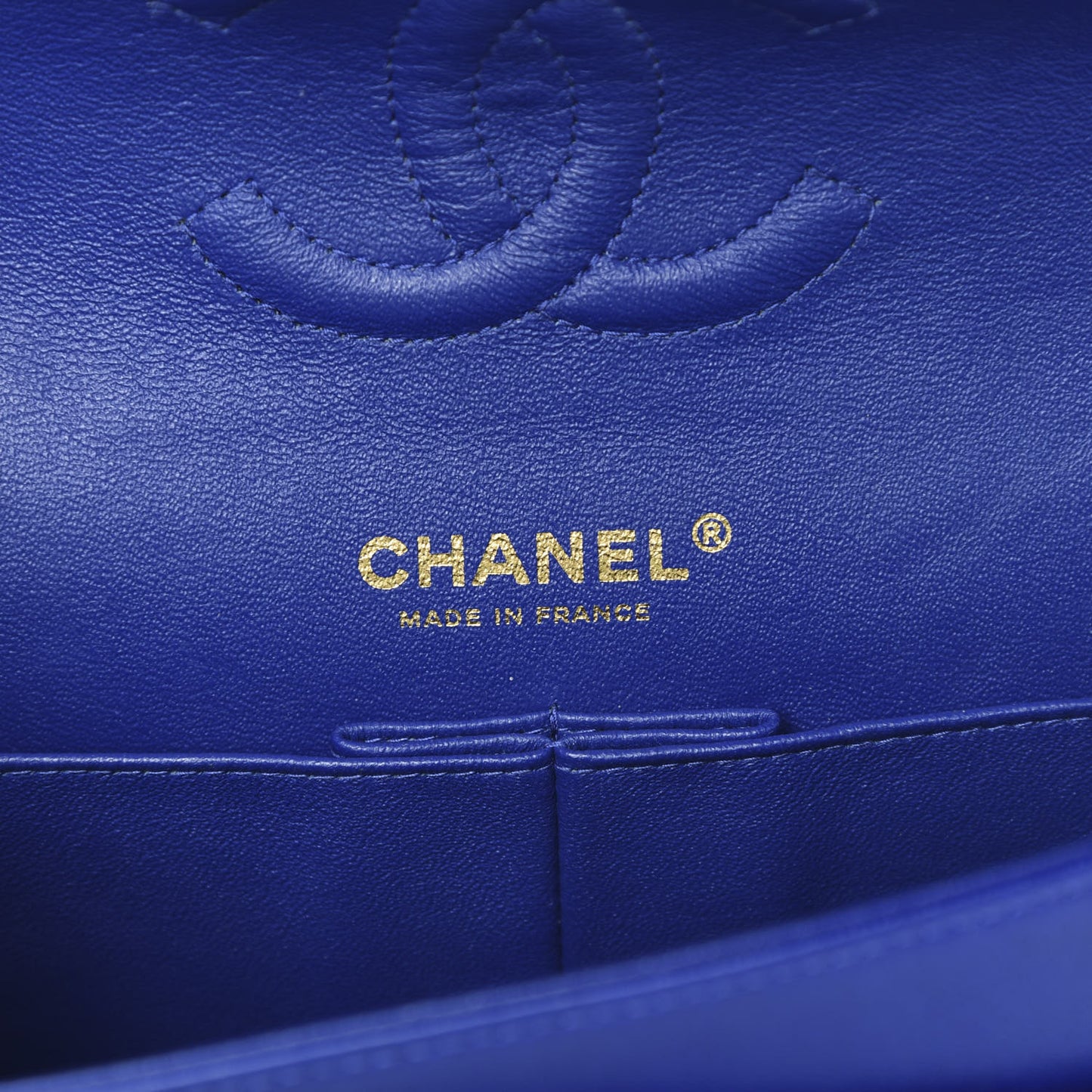 Lambskin Quilted Medium Double Flap Blue