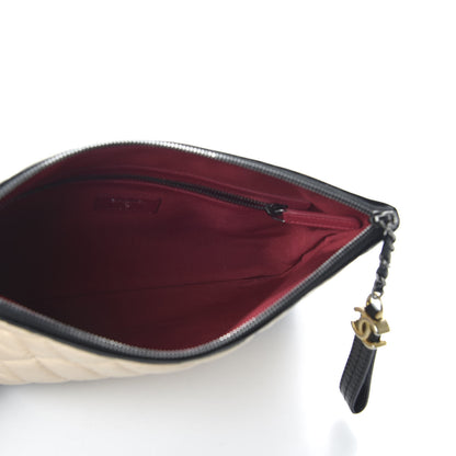 Chanel Aged Calfskin Quilted Medium Gabrielle Cosmetic Case Beige Black 5 of 10