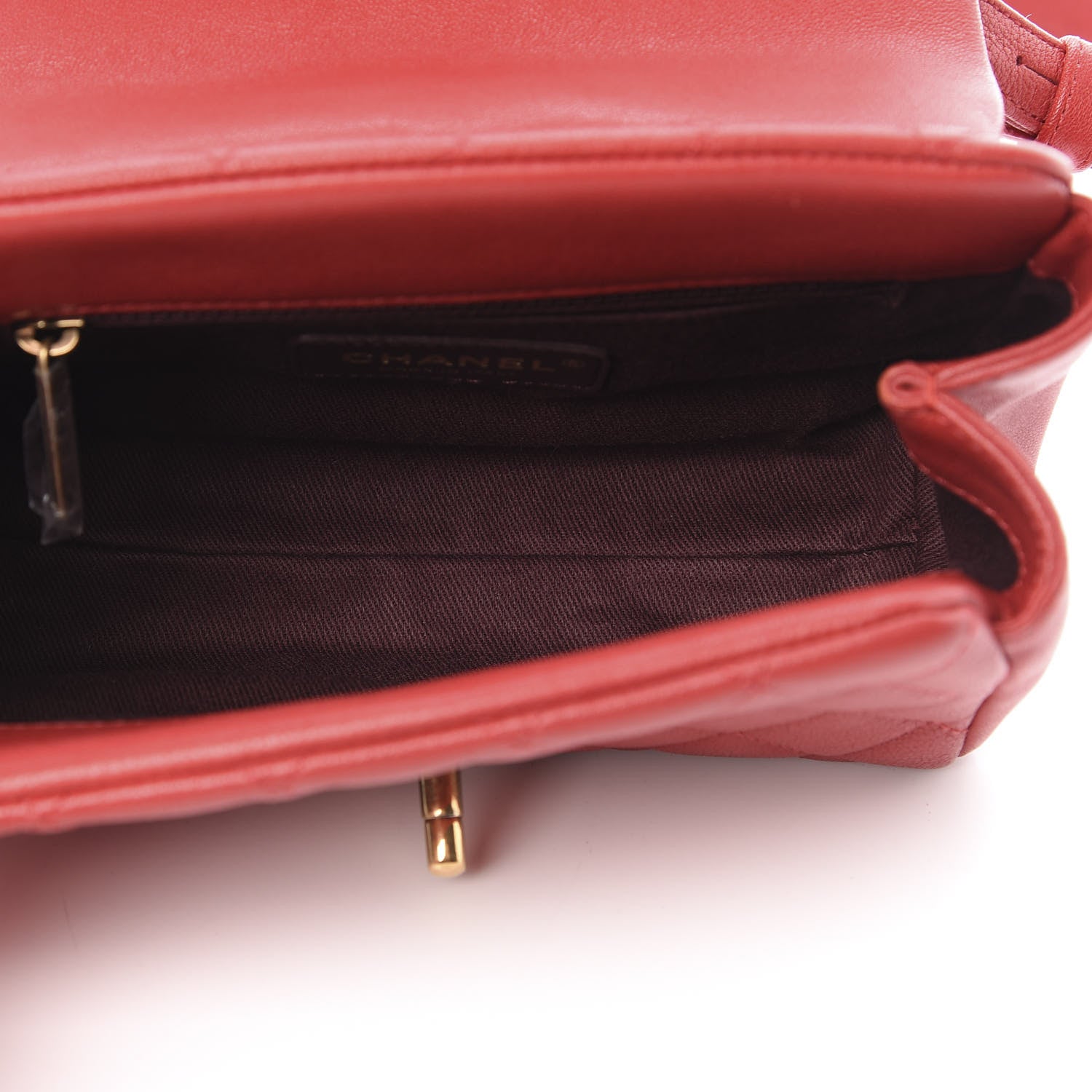 Chanel Shiny Sheepskin Quilted Mini Trapezio Flap Red 5 of 11