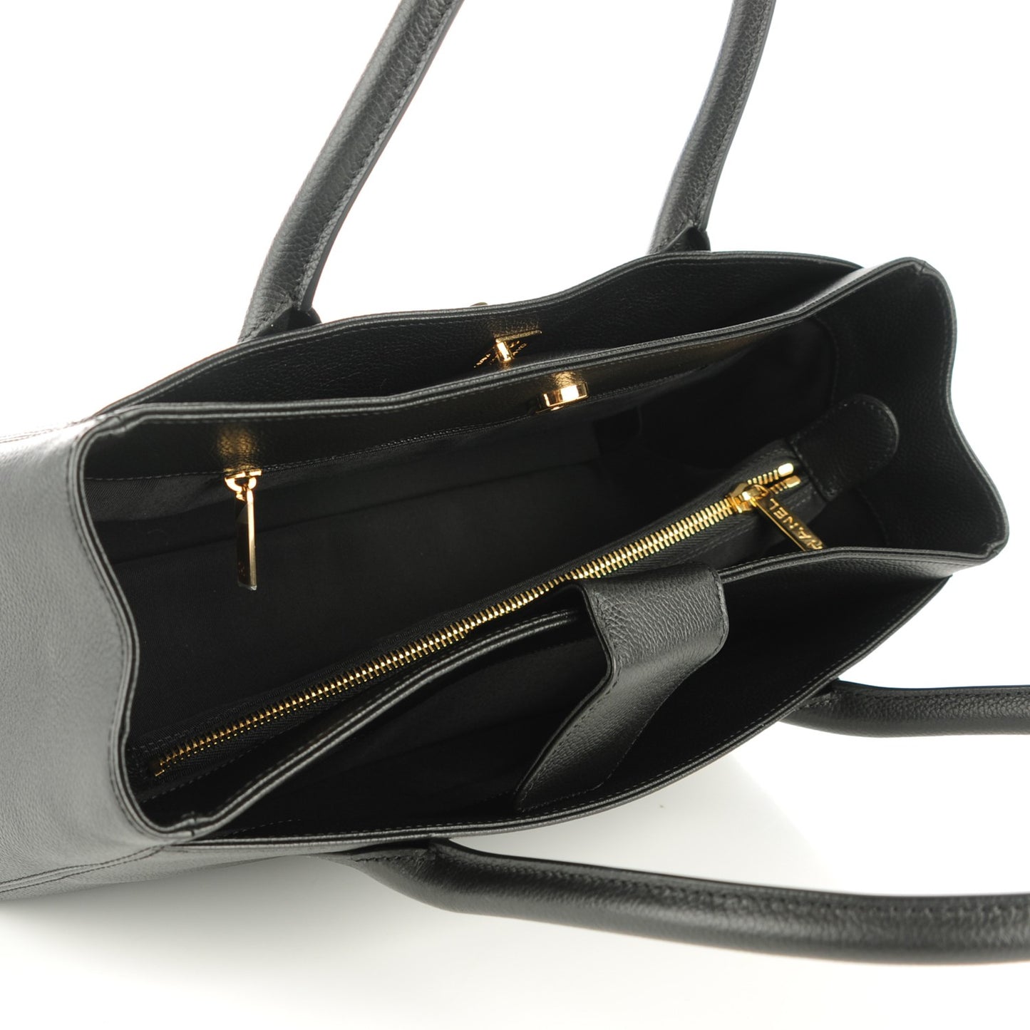 Calfskin Small Cerf Shopper Tote Black