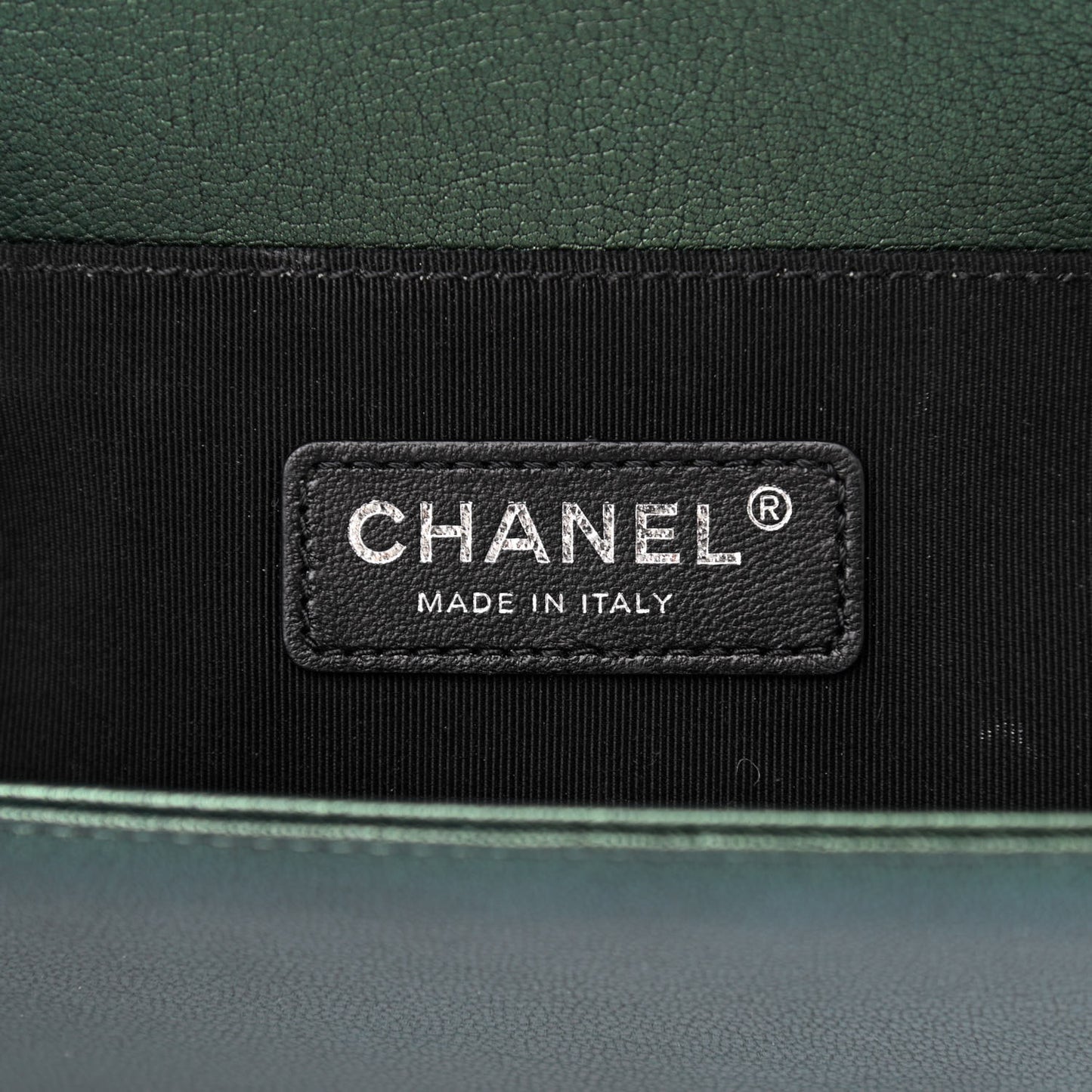 Iridescent Goatskin Quilted Medium Boy Flap Green