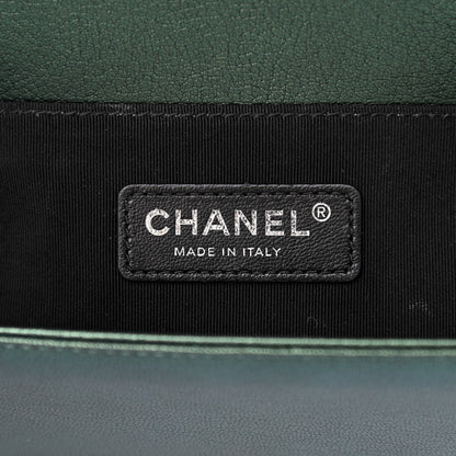 Chanel Iridescent Goatskin Quilted Medium Boy Flap Green 6 of 11