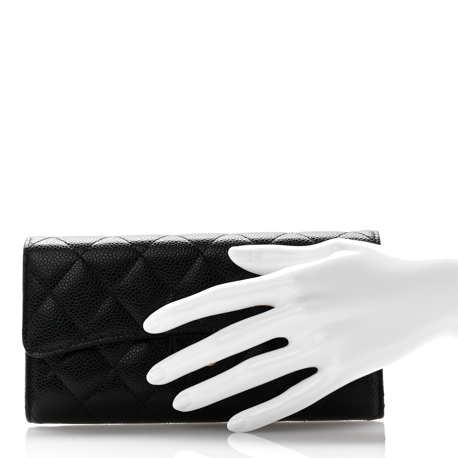 Chanel Caviar Quilted Large Gusset Flap Wallet Black 2 of 9