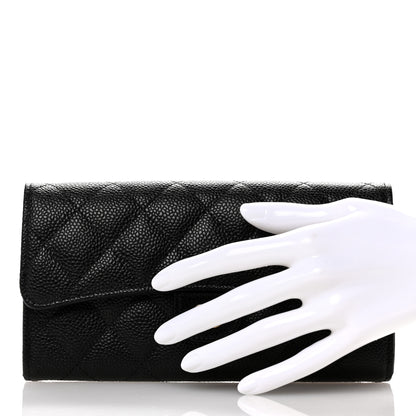 Chanel Caviar Quilted Large Gusset Flap Wallet Black 2 of 9