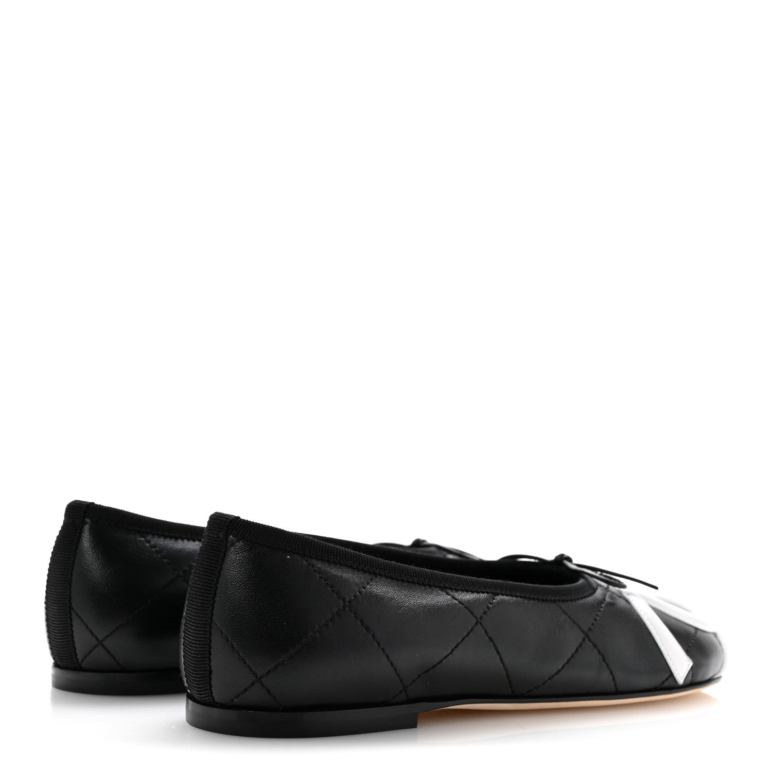 Chanel Lambskin Quilted CC Cambon Ballet Flats 37.5 Black White 5 of 10