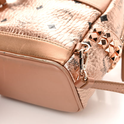 MCM Metallic Visetos Studded X-Mini Bebe Boo Backpack Champagne Gold 11 of 17